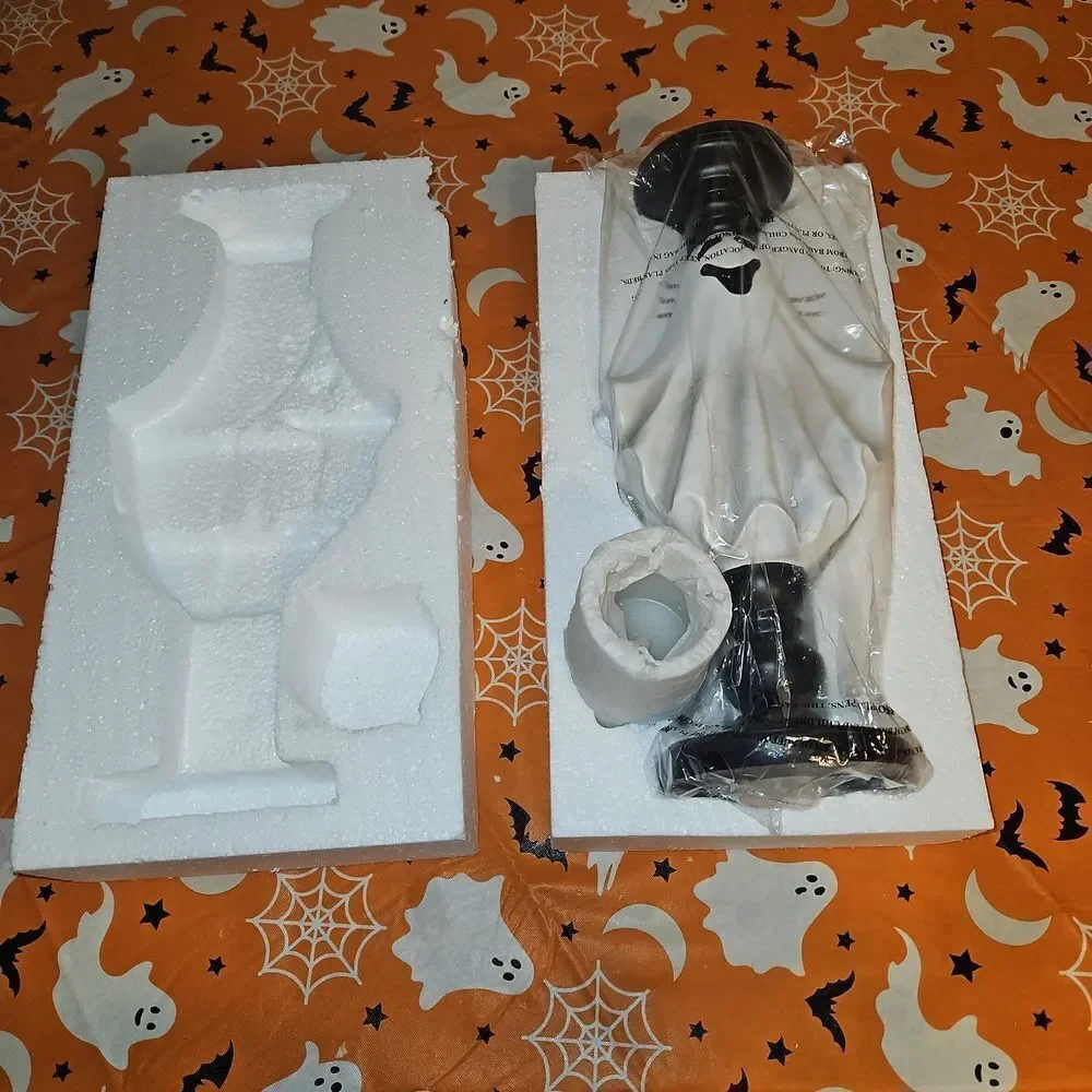 Halloween Ghost Figural Candle Pillar with Flameless Candle